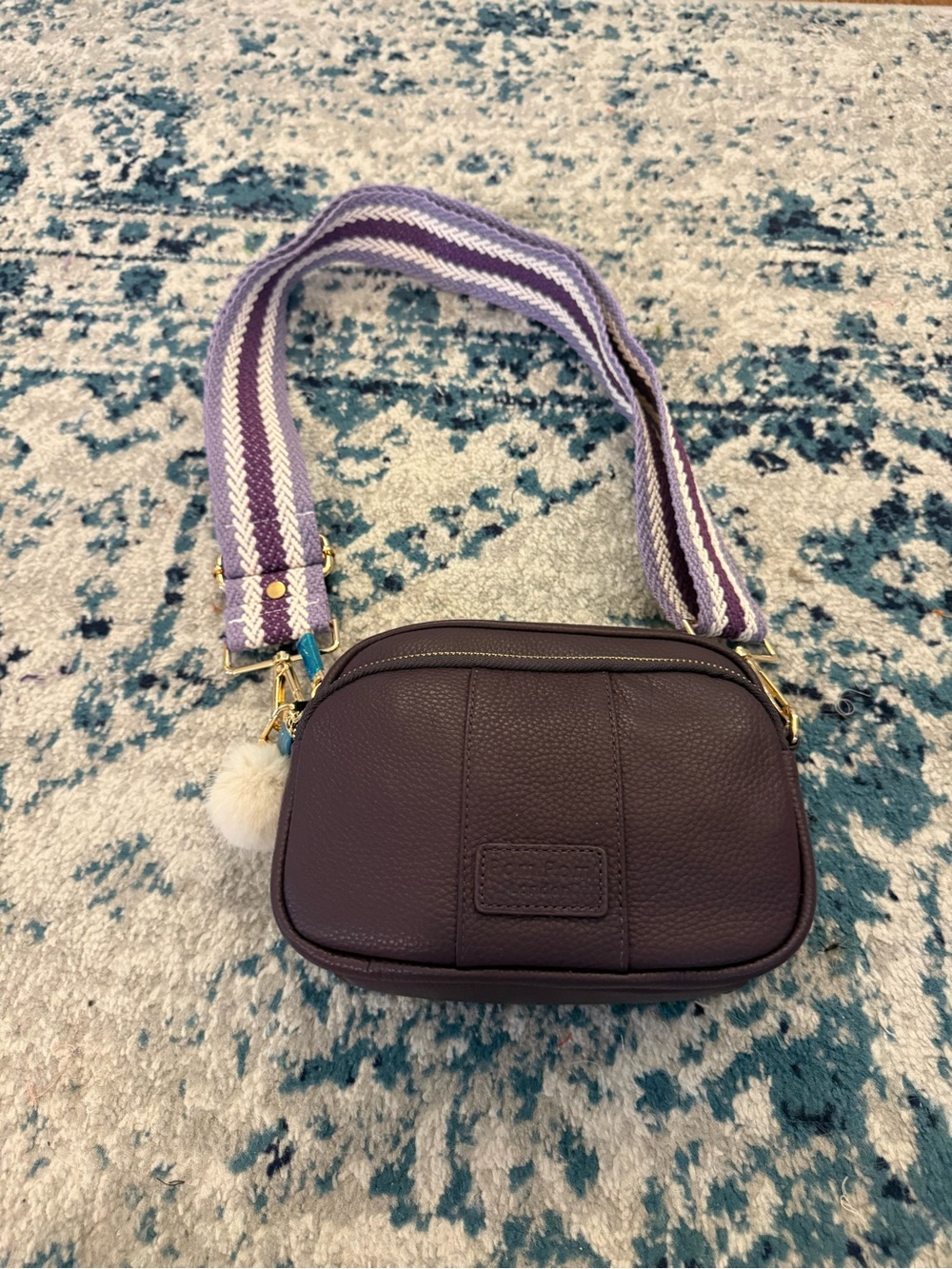 NWT Pom Pom London Purple Crossbody Bag with Multiple Straps
